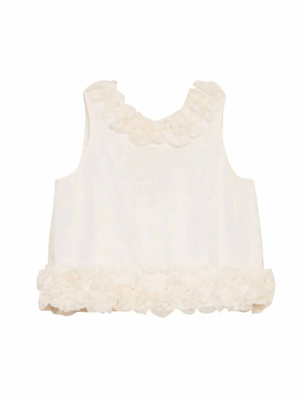 NEW BYTIMO women's frilly top in vintage white